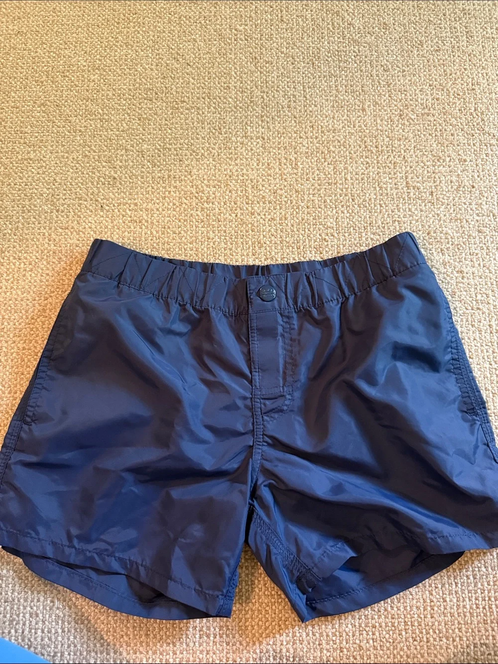 Sundek Boys Navy Blue Swim Trunks with White & Teal Stripes